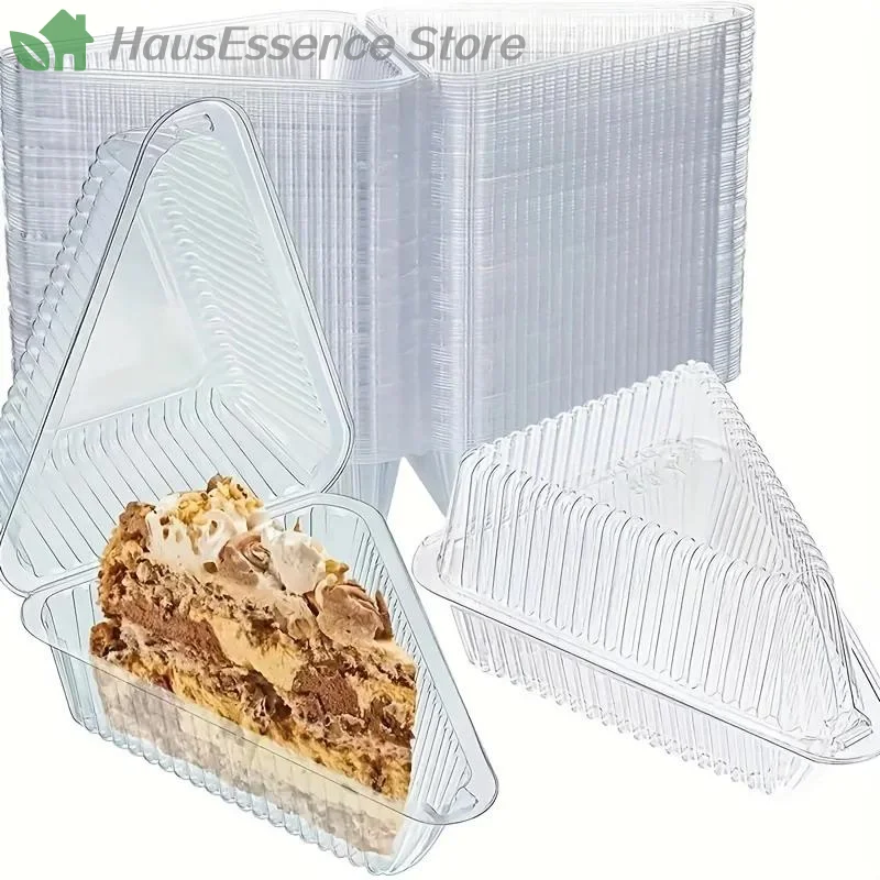 ※50/100Pcs Cake Slice Container Clear Triangle Dessert Box Reusable Food Packing Box Stackable Sandwich Holder For Fruit
