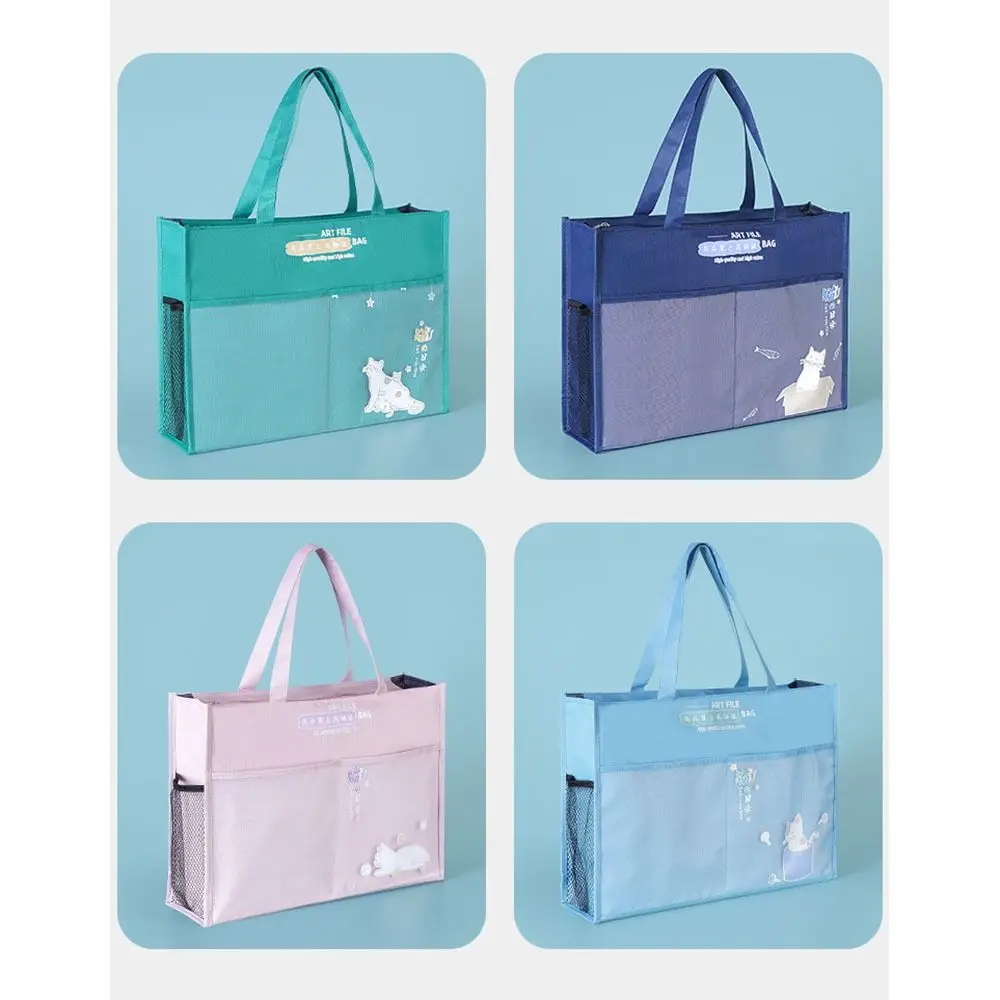 Mutli-Purpose A3 Zipper Pouch Bag Creative Canvas Multi-layer File Organizer Oxford Mesh Book Storage Bag Office Supplies