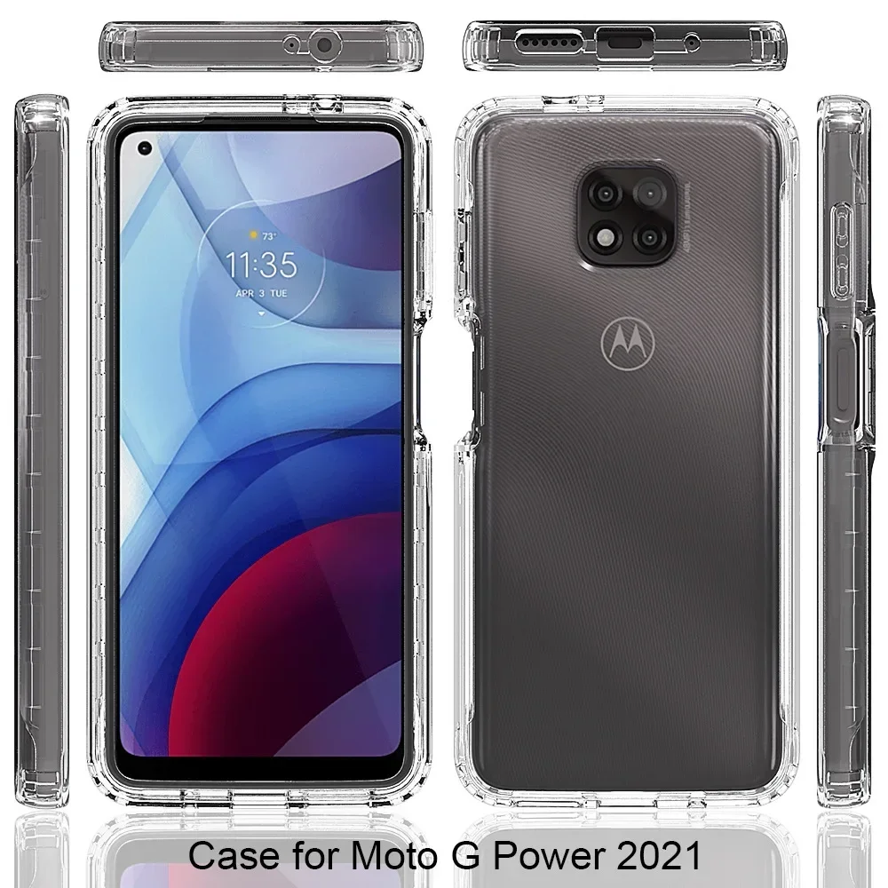 Candy Color TPU/PC Transparent Case for Motorola Moto G Power 2021 Hybrid Shockproof Protection Shell Dual Layer Back Cover
