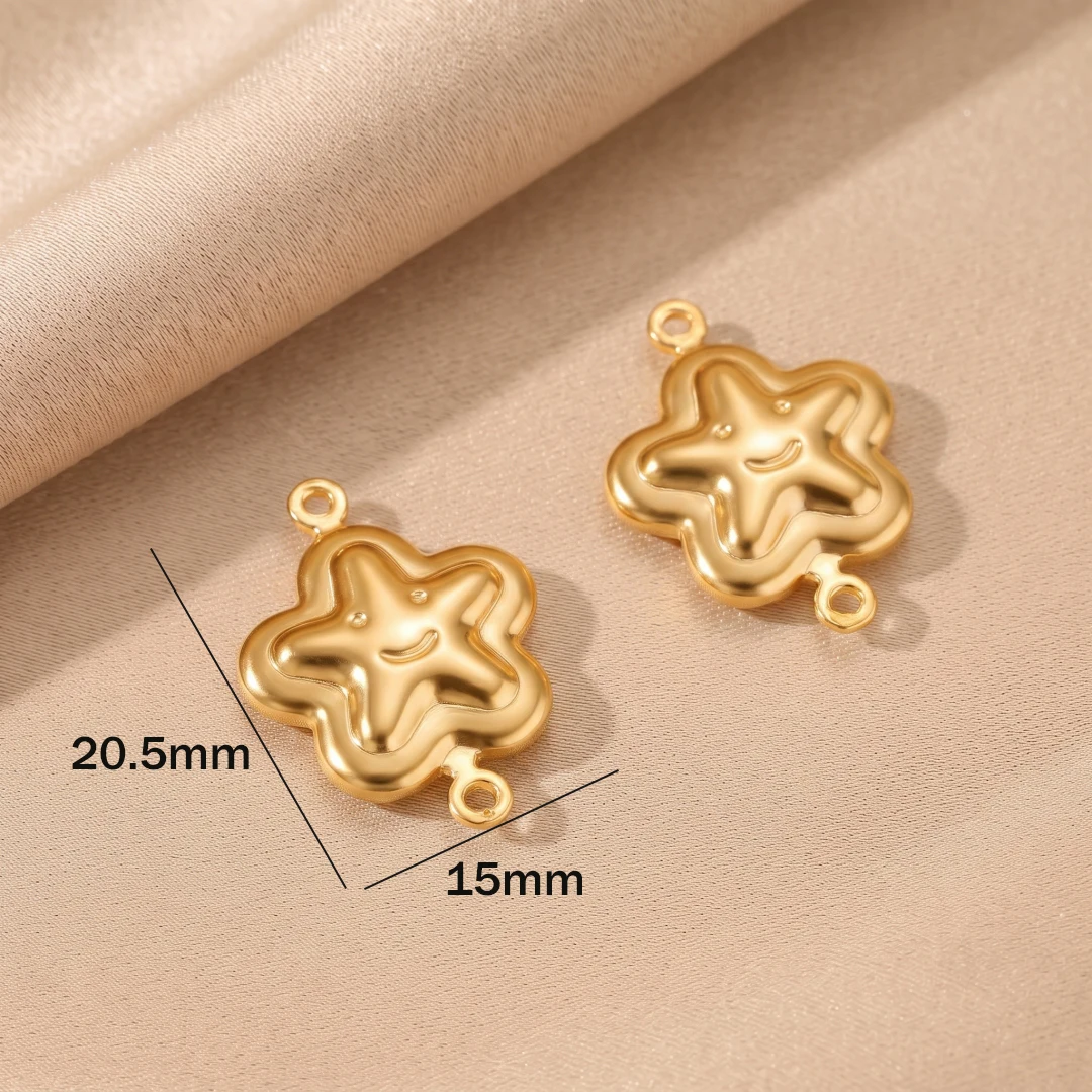 10 Stück Edelstahl Herz-Blumen-Verbinder Anhänger mit Doppelbohrung Sternverbinder für Ohrringe, Halsketten und Armbänder – Detail 6