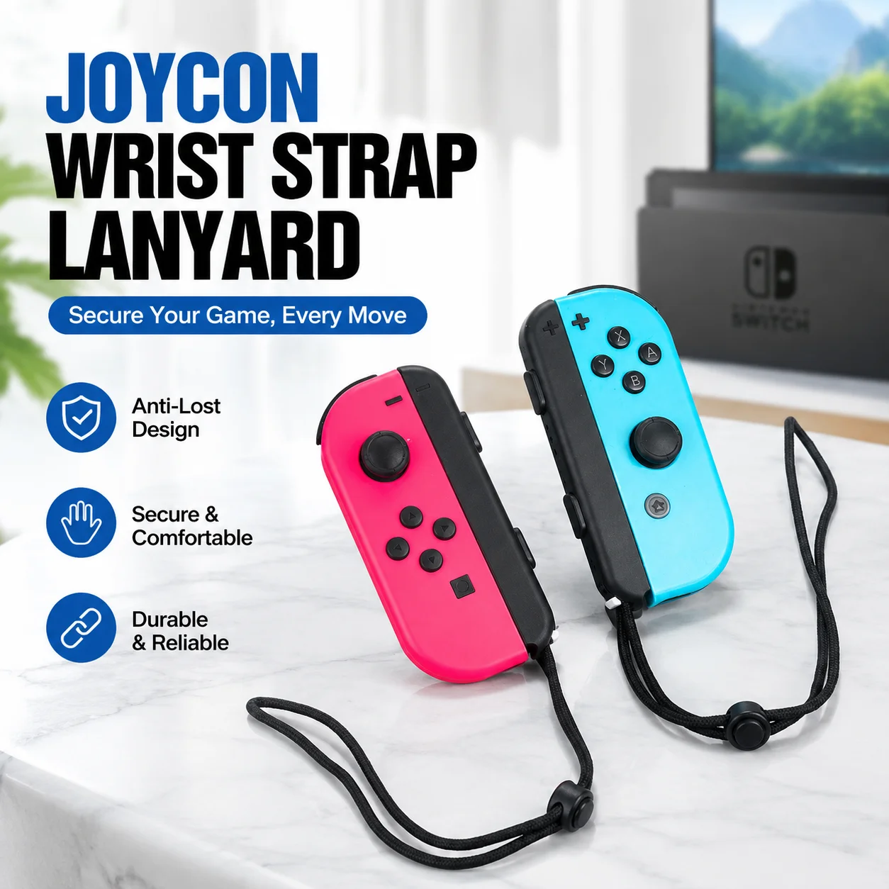 JOYCON Game Controller Wrist Strap Lanyard for Switch, Anti-Lost Hand Strap for Joy-Con Handles