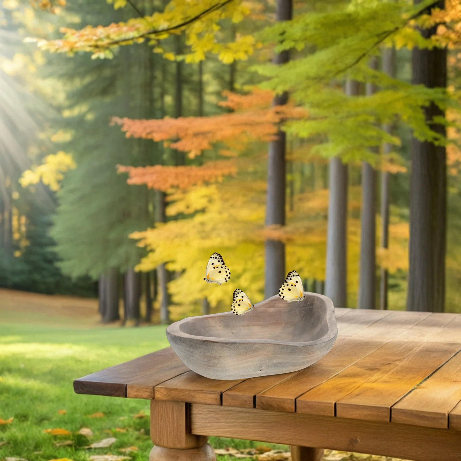 

Wooden Butterfly Water Feeder Bowl Natural Rustic Garden Decor For Hummingbirds Bees Birds Outdoor Wildlife