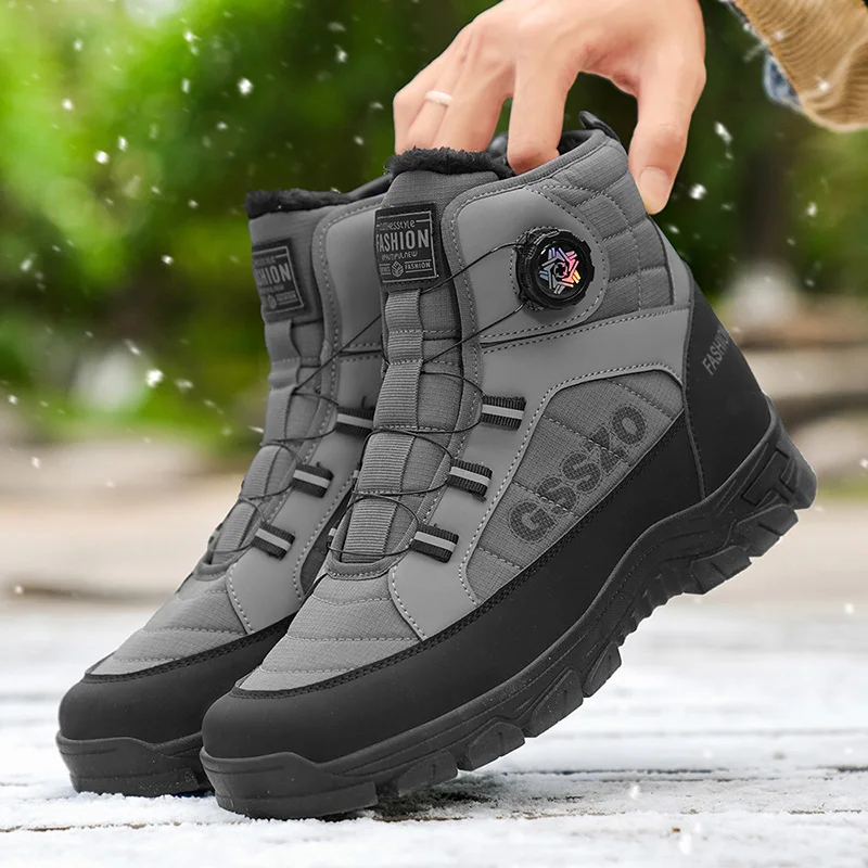 

Зимние мужские зимние ботинки, уличные нескользящие водонепроницаемые теплые хлопковые ботинки, высокие ботильоны, повседневная походная обувь, большие размеры 48
