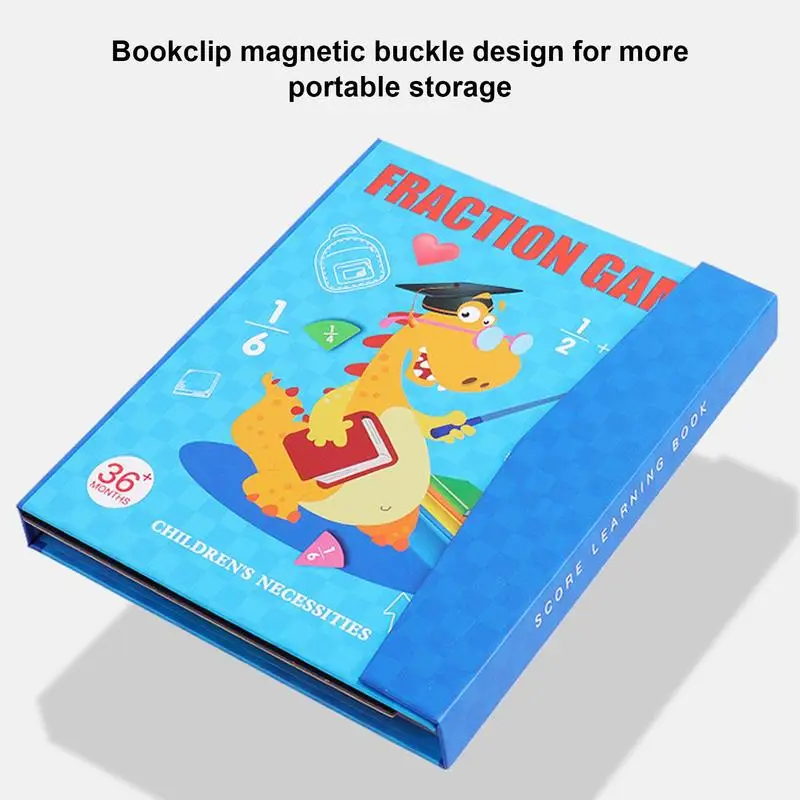 Livre magnétique de puzzle de fractions pour enfants, livre d'activités Montessori, aimants mathématiques, tuiles de fractions