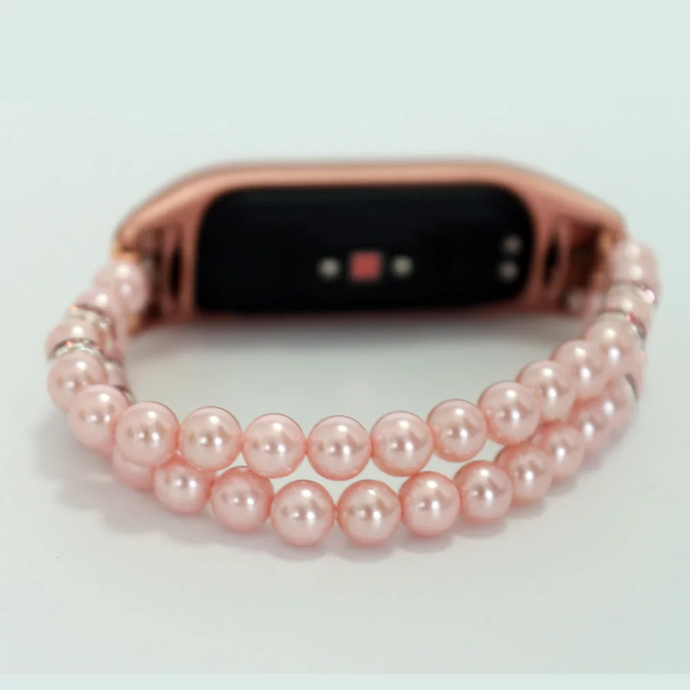 Pink Pearl Mi Band 5 6 Bracelet Jewelry Watchband Strap for Xiaomi Mi Band 6 Wrist Band for Miband 6 Wristband Loop Elasticodel