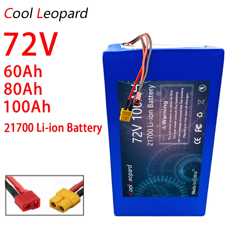 

New 72V 60Ah 21700 Lithium Battery Pack 20S4P 84V Electric Bicycle Scooter Motorcycle BMS 3000W High Power Battery + 3A Charger