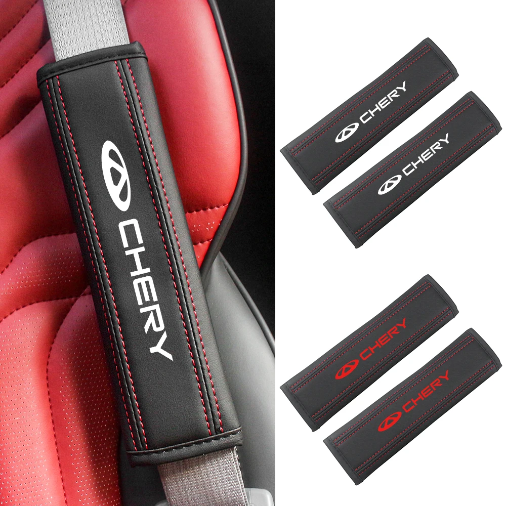 مضيئة ليلة سيارة حزام الأمان الكتف حامي غطاء ألياف الكربون حزام الأمان الكتف الحشو وسادة لشيري اكسسوارات السيارات #1