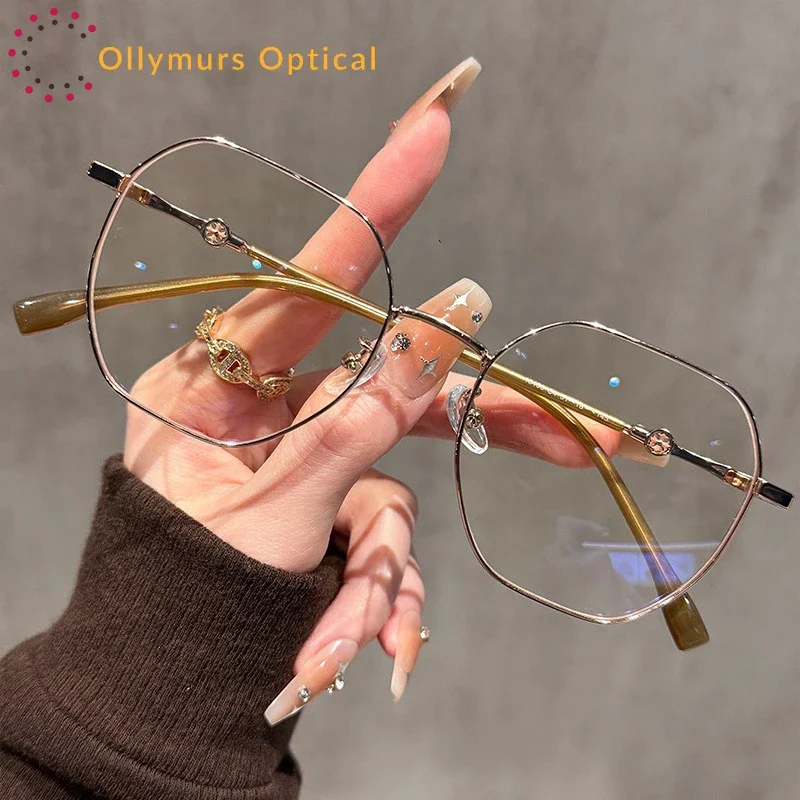 نظارات قصر النظر المضلعة المضادة للضوء الأزرق من OLLYMURS للنساء نظارات قراءة عصرية وصفة طبية نظارات بصرية تقدمية