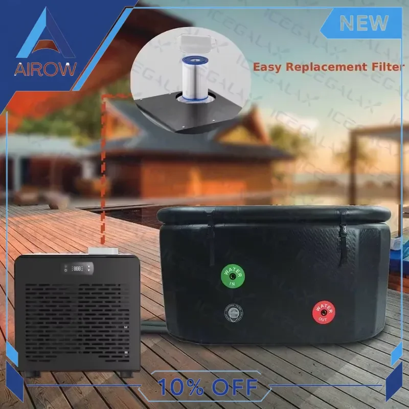 for Cold Plunge Chiller 0.8hp Ice Bath Tub Set Compact Mini Inflatable Recovery System for Athletes Home Gym Fitness Therapy