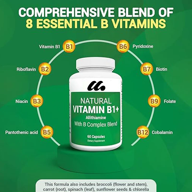 Natural Vitamin B Complex - Contains 8 essential vitamin B complexes, including thiamine, niacin, folate, magnesium, etc