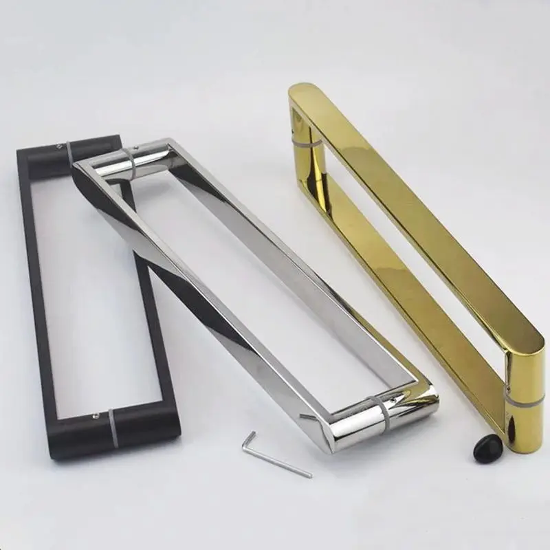 

Изысканные ручки для раздвижных дверей из нержавеющей стали 304 для ванной комнаты, для стеклянных дверей, с функцией нажима и тяги, хром/черный/золотой