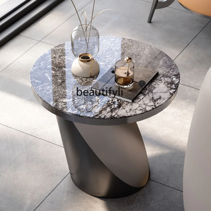 

Stone Plate Corner Table Minimalist Villa Creative and Slightly Luxury Side Table Table Sofa Living Room Small Coffee Table