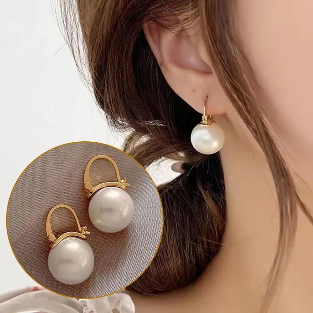 High Earrings 1 Pair Faux Pearl Drop Earrings for Women White Round Hoop Earrings Elegant Dangle Jewelry for Wear for Women