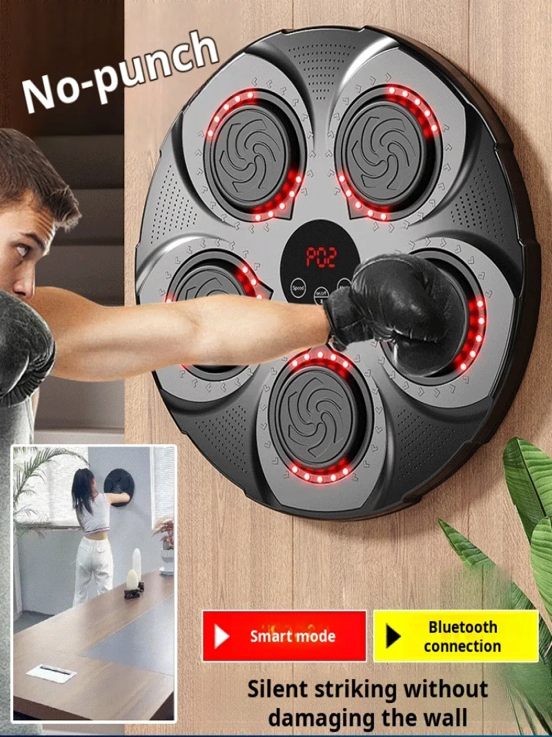 Adult Smart Music boxing trainer Home Wall Hanging fitness Boxing Electronic Wall Target Reaction Sandbag with Bluetooth Light