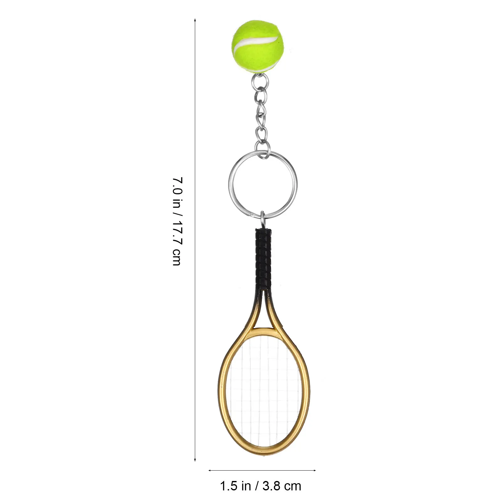 24Pcs Mini Tennis Ball and Racket Keychains Realistic Sports Design Metal Split Ring for Keys Bags Wallets Backpacks Gifts
