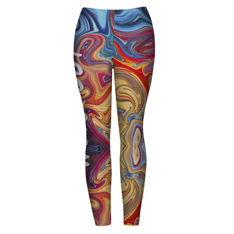 Superzachte rekbare bedrukte WORK OUT Plus size fitnesslegging Sexy Silm Legins enkellange broek damesbroek