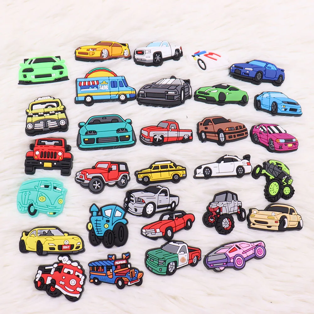 

New 1Pcs Bus Transportation Shoe Charms Accessories Boys Shoe Buckle Decoration Fit Croc Jibz Shoes Birthday Presents