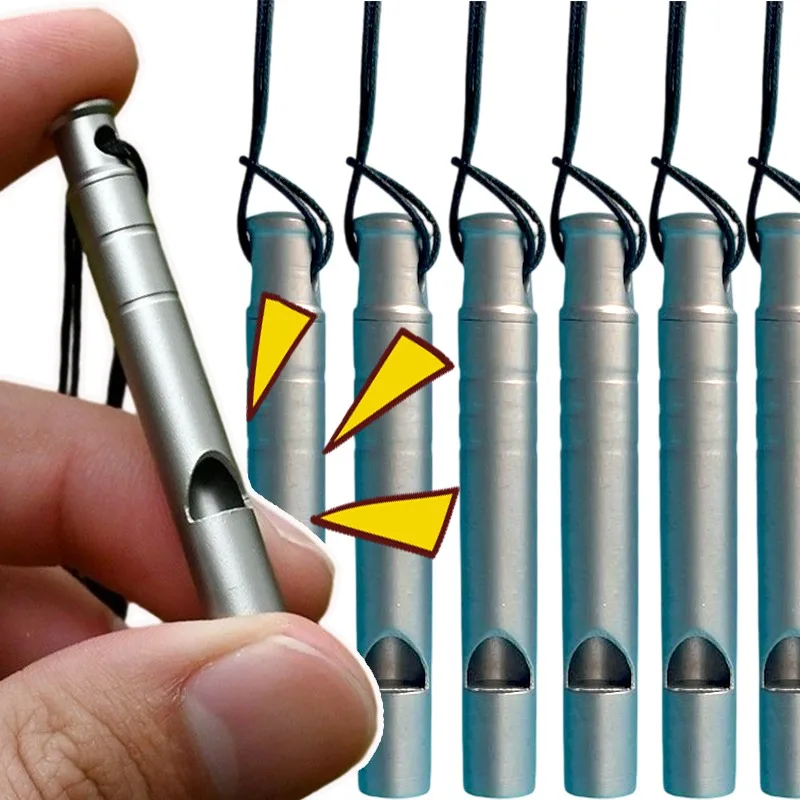 صافرة السلامة في حالات الطوارئ سبائك التيتانيوم العاصفة صافرة في الهواء الطلق بقاء المشي لمسافات طويلة التخييم القوارب البحرية معدات الإنقاذ الإشارات