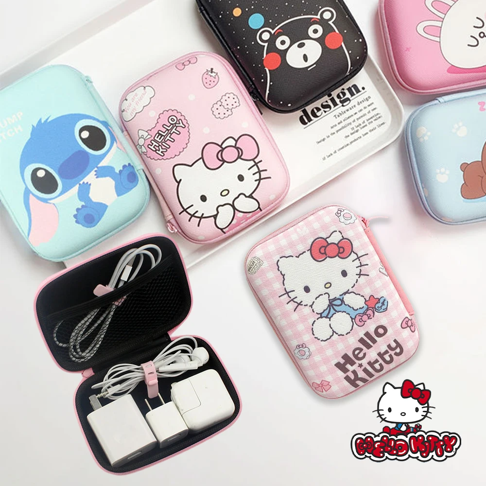 

Жесткие Наушники Hello Kitty Sanrio с рисунком аниме, коллекционная сумка для наушников, футляр для хранения карт, водонепроницаемая Фотосумка, подарок