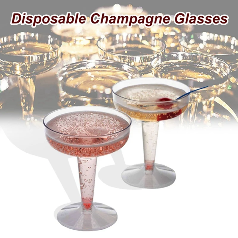 New Plastic Champagne Flutes Disposable - 100Pcs Clear Plastic Champagne Glasses For Parties Clear Plastic Cup