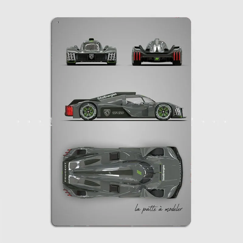 Classic Sports Car 9X8 Hypercar rally car Blueprints Metal Plaque Poster Club Home Bedroom Bar Tin Sign Room Decor Wall Decor