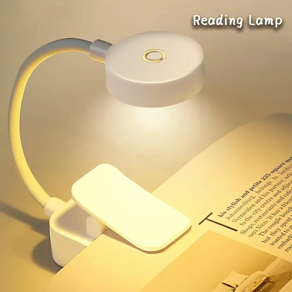 

Portable 3 Colors LED Book Clip Lights Stepless Dimmable Mini Bedroom Table Lamp Flexible 360° Rotate Clamp Night Light Office