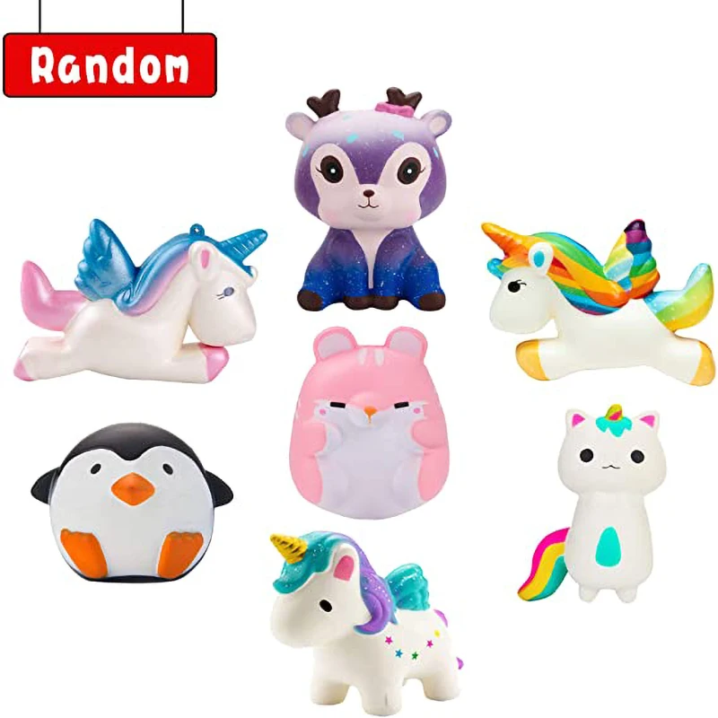 Random16Pcs Squeeze Toys Return Gift For Birthday Party Kawaii Soft Cream Scented Food And Animal Slow Rising Stress Relief Toy