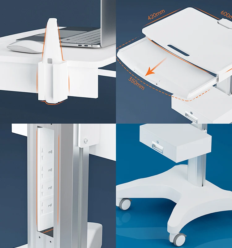 Dental Medical Trolley with Laptop Pallet and Oral Scanner Holder, Dental Clinic Cart for Clinic Hospital Auxiliary Cart OC-3