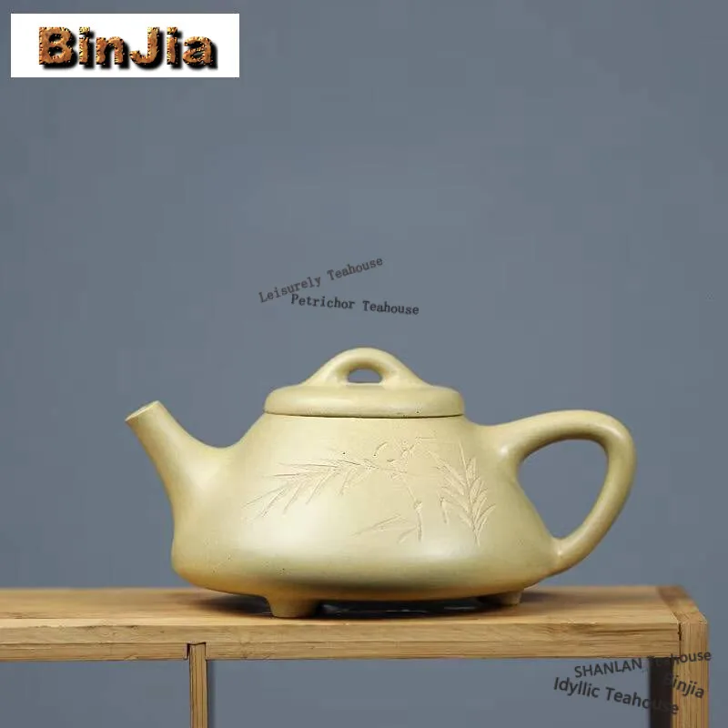 

270ml Classic Yixing Purple Clay Teapots Handmade Stone Scoop Pot Raw Ore Motoyama Green Mud Tea Maker Kettle Zisha Tea Set For