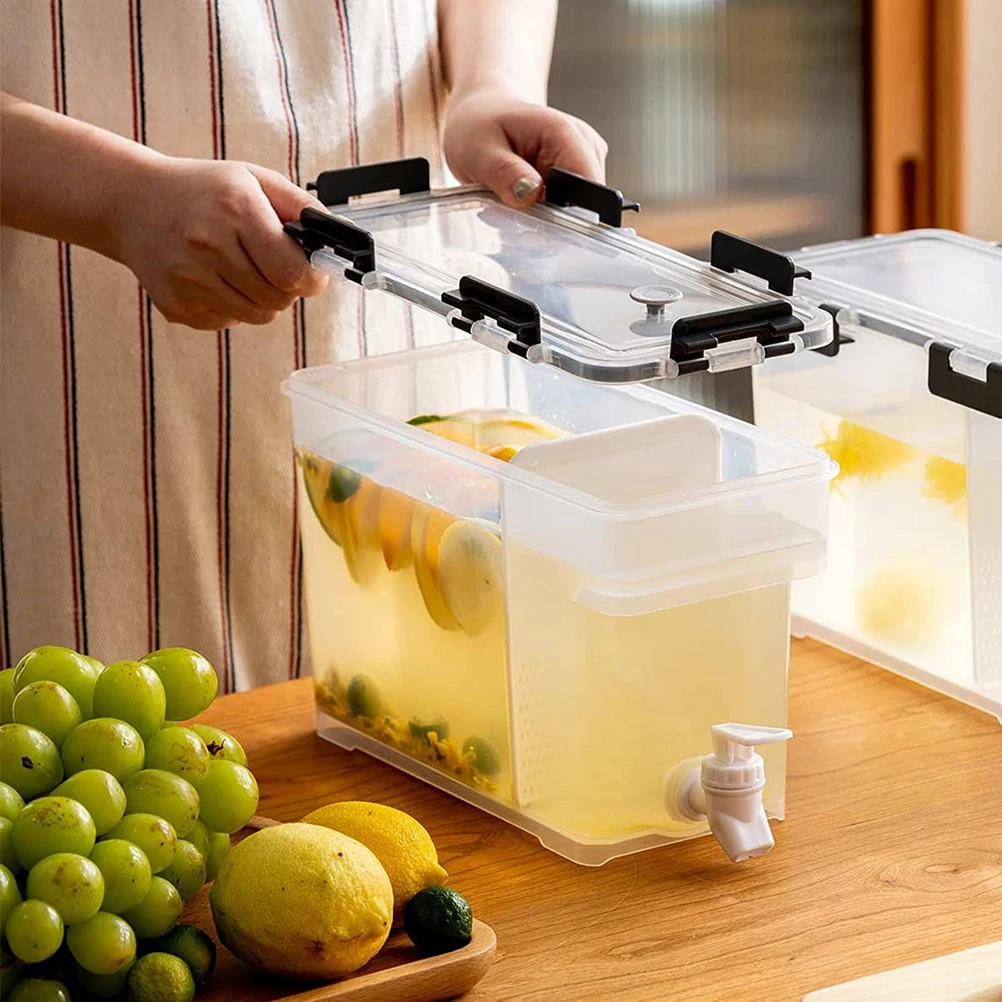 

Large Capacity Tea Bucket 5L Drinking Water Dispenser Fruit Teapot Lemon Jug Plastic Drink Cooler Beverage Container Fridge
