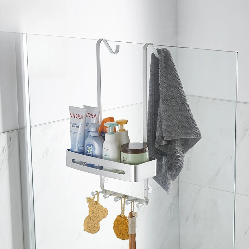 Shower Room Storage Rack Wall-Mounted Basket No-Drill Bathroom Organizer