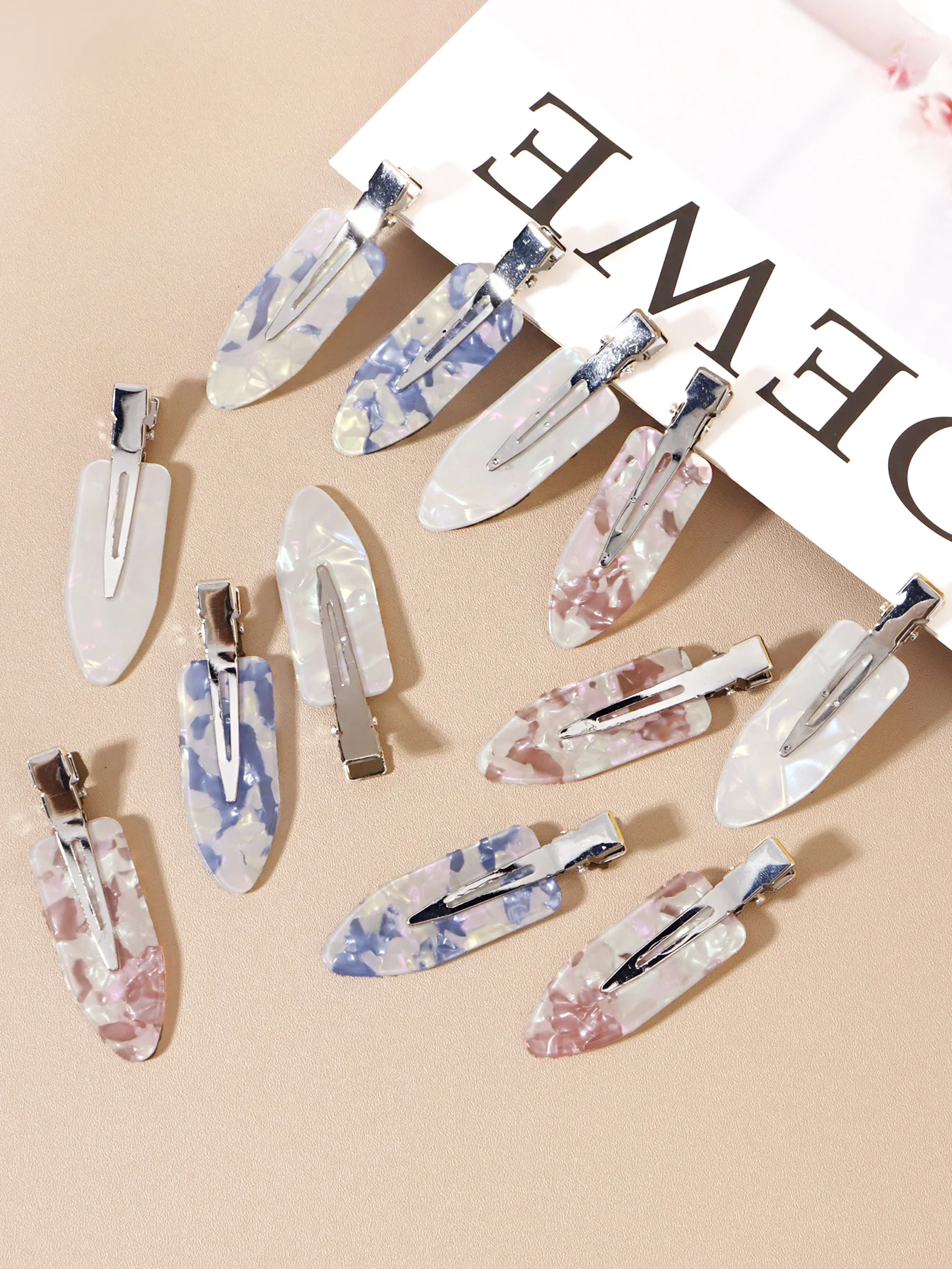4 stücke Nahtlose Haar Clip Frauen Acetat Blatt Keine Biegung Pony Clip Entenschnabel Clip Haarnadeln Haar Styling Werkzeug Für Haar zubehör – Detail 1
