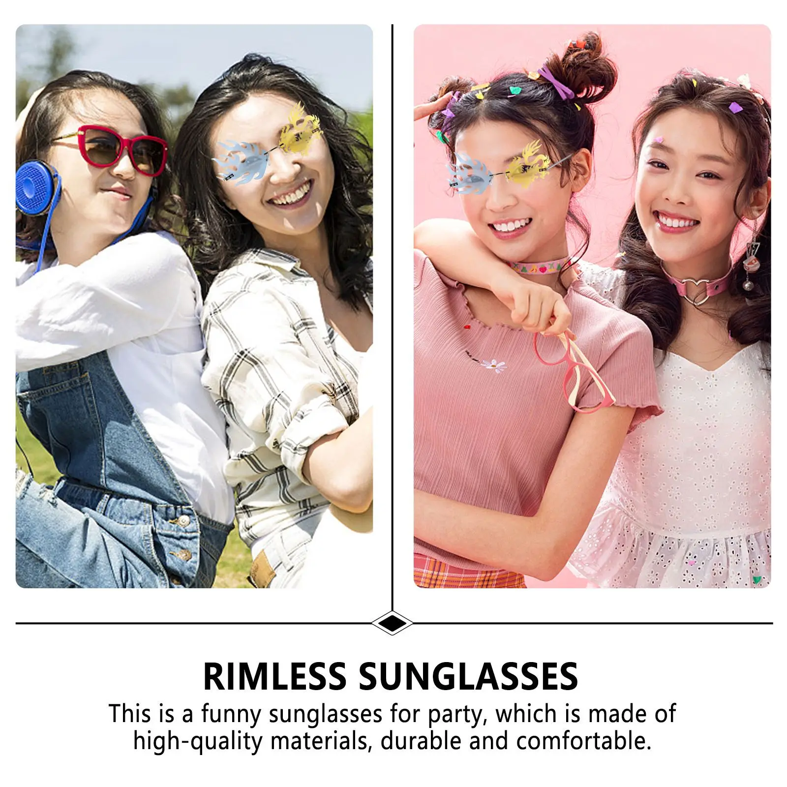 

1Pcs Dragon Rimless Sunglasses for Party Creative Photo Prop Funny Eyeglasses Party Glasses Rimless Sunglasses