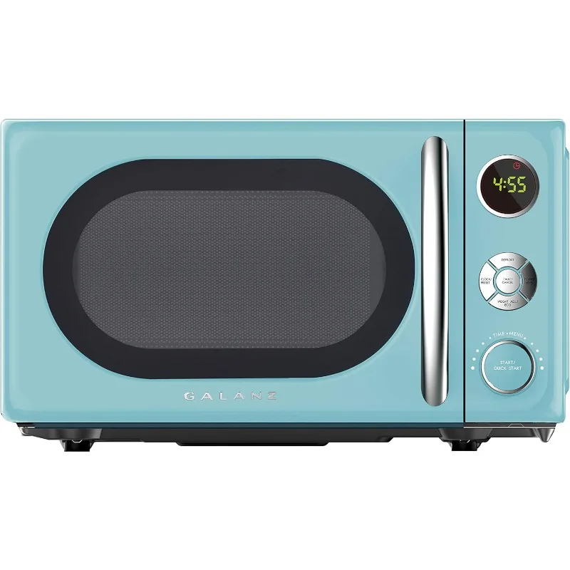 

GLCMKA07BER-07 Retro Microwave Oven, LED Lighting, Pull Handle Design, Child Lock, Blue, 0.7 cu ft