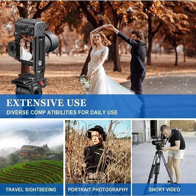 Universal Camera L Bracket Quick Release L Plate 1/4 Inch Screw Swiss Vertical Video Compatible for Nikon Canon Sony Fuji