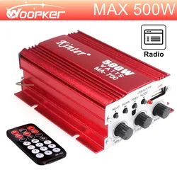 Woopker Car Amplifier Kinter MA700 Compact AMP 500W MAX Power Channel 2.0 With Remote Control DC 12V Support USB FM AUX Input