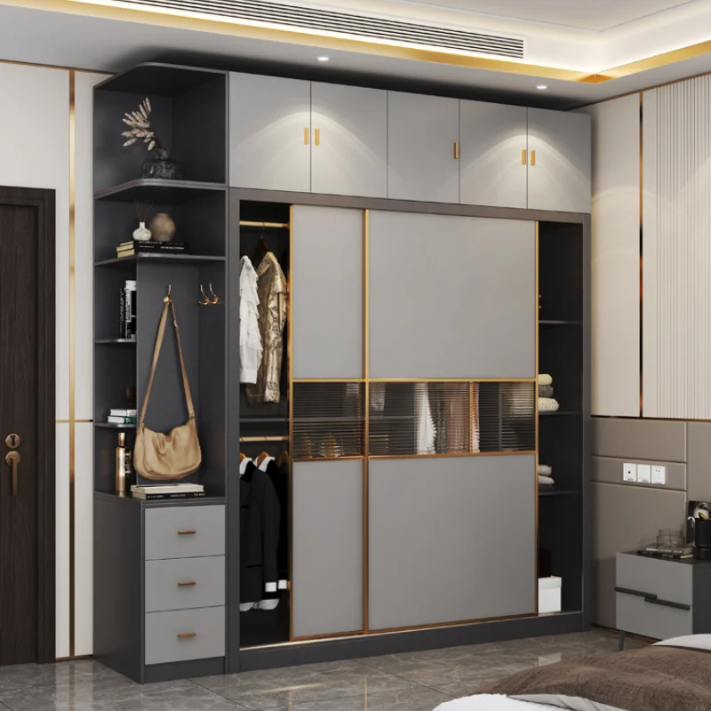 Clothes Storage Organizer Wardrobes Sliding Door System Closet Bedroom Wardrobes Storage Shelves Guarda Roupa Home Furniture