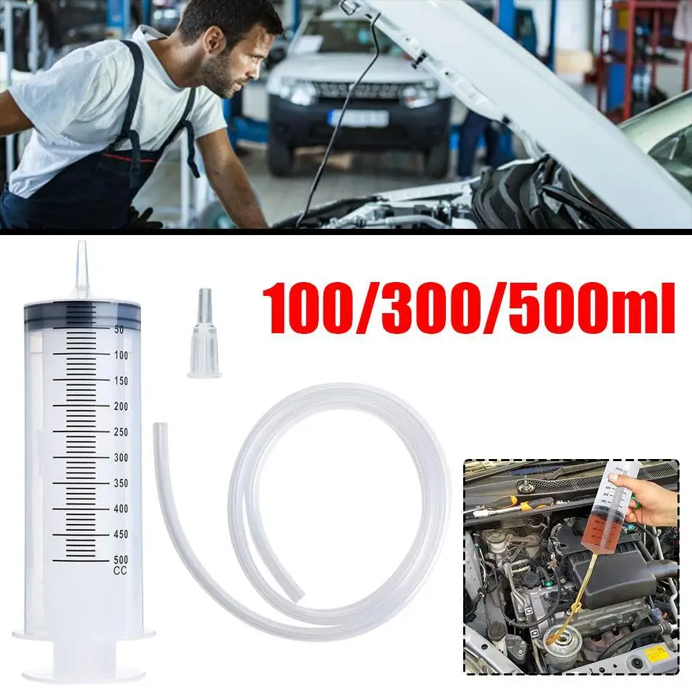 Needle Barrel Oil Pump Syringes Reusable Pump Measuring 1m Tube Pet Feeding Big Syringe Liquid Enema Glue Filling 150ml-500ml