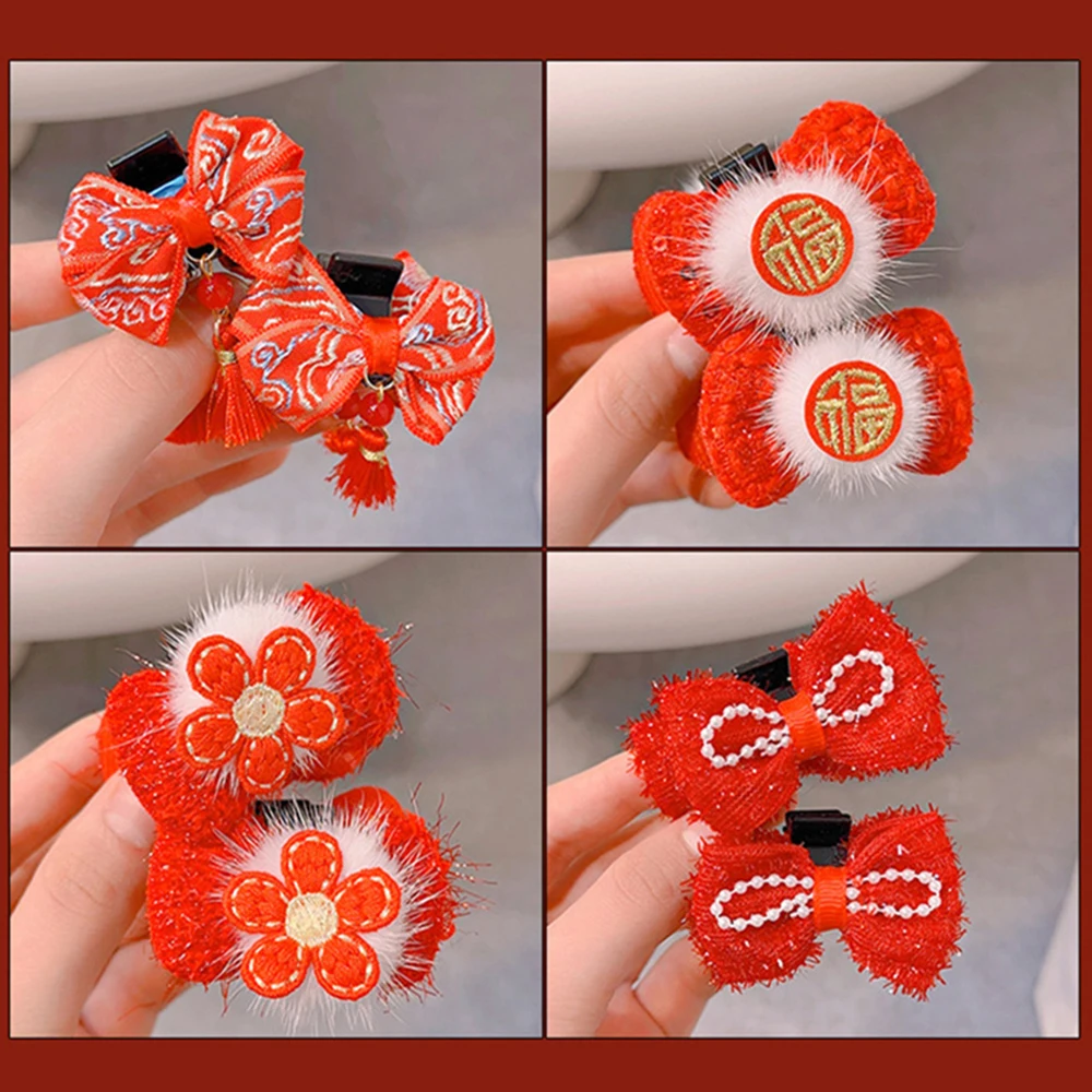 Festive Hair Clip Flowers Beautifully Made Childrens Grippers Clothing Accessories Bow Hairpin Hanfu Celebration Accessories Cny