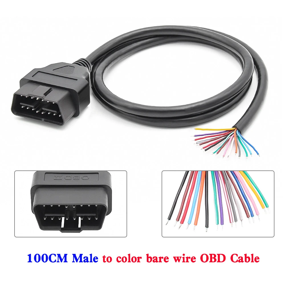 16 Pin Female Male OBD2 DIY Extension Cable Car Diagnostic Scanner OBD2 Connector Cable Opening Line OBD 16pin Cord 30/60/100cm