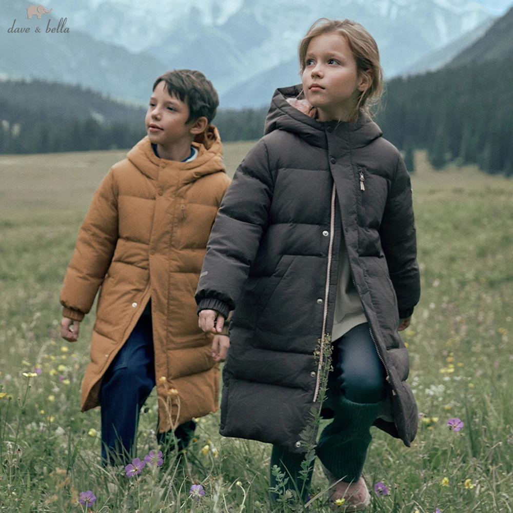 Dave Bella Girls Boys Thicken Long Down Jacket Children Winter Warm Down Parka Coats Hooded Outwear Clothes DK4254296