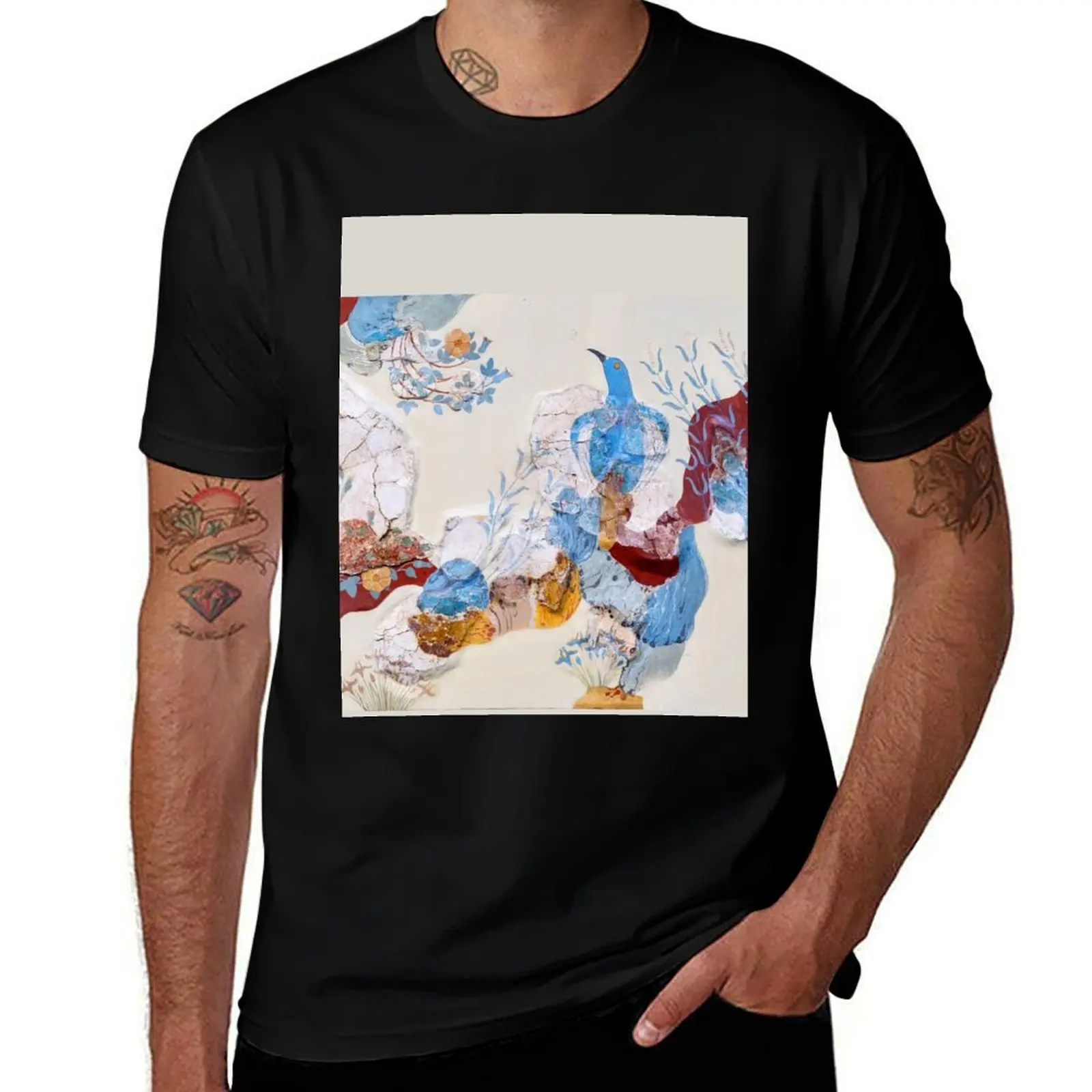 Minoan Blue Bird Fresco Knossos T-Shirt korean fashion vintage t shirts street wear anime tshirt Men's t shirts