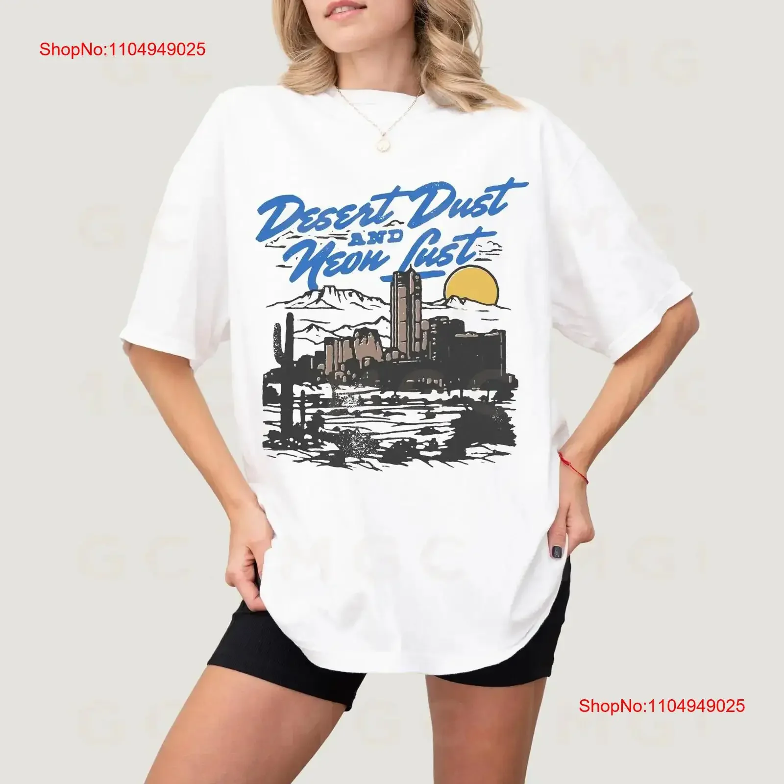 تي شيرت Desert Dust Neon LusT كبير الحجم تي شيرت عتيق مستوحى من ريترو بوهو وادي الموت فيغاس عتيق مغسول ملابس الشارع الشهير