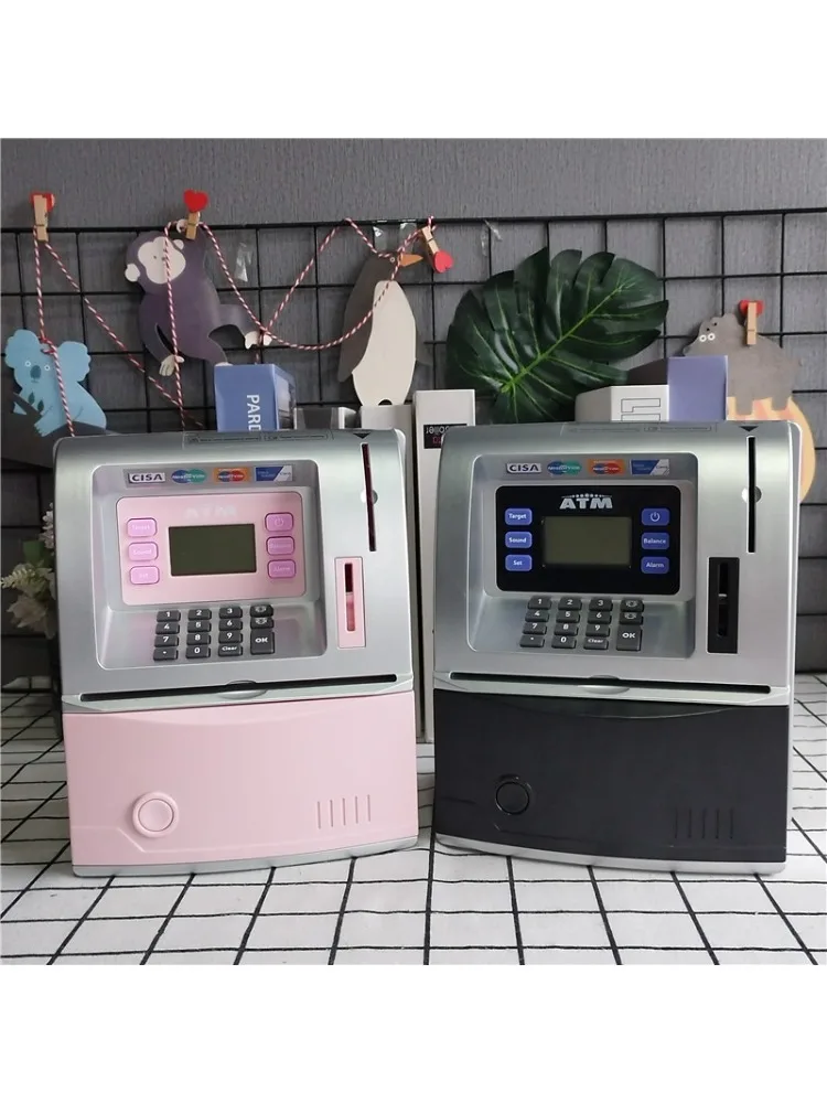 Iko-Machine automatique avec carte, tirelire d'économie d'argent réel, caisse pour adultes, réveil numérique, banque immobilière