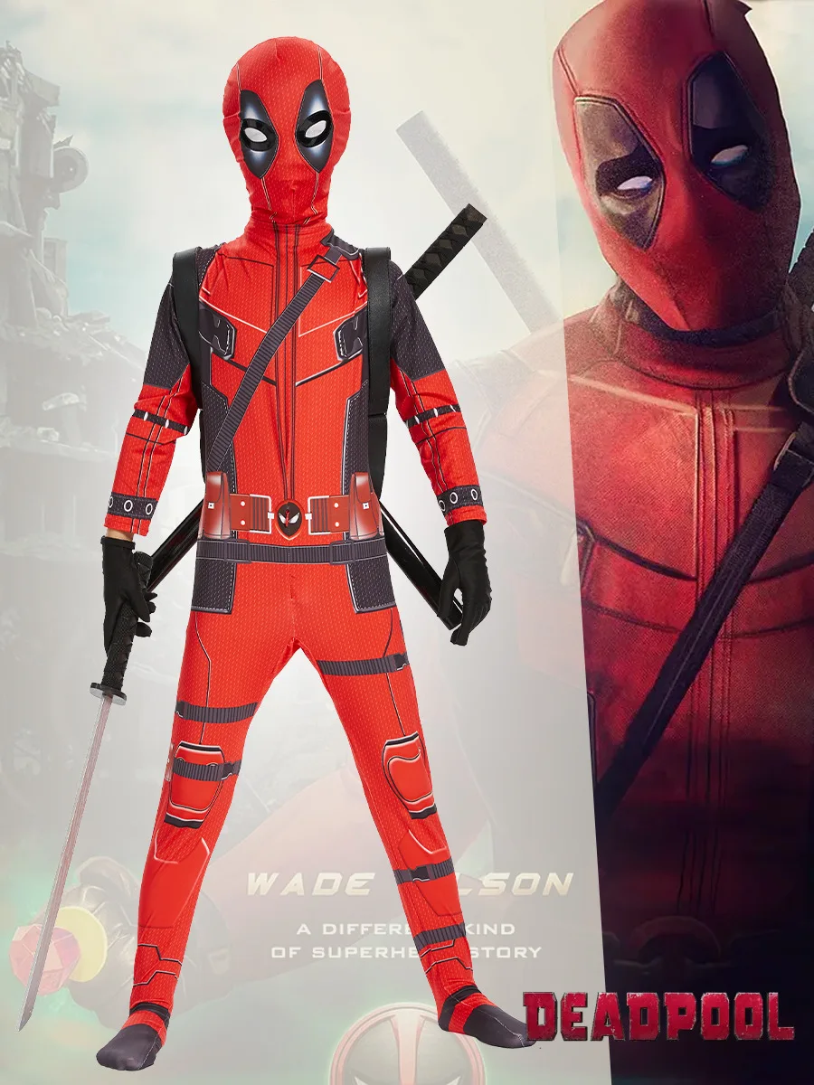 Cosplay Deadpool Bodyguard Bodysuit Halloween Costume Children's Deadpool Halloween Party Costumes for Adult Children