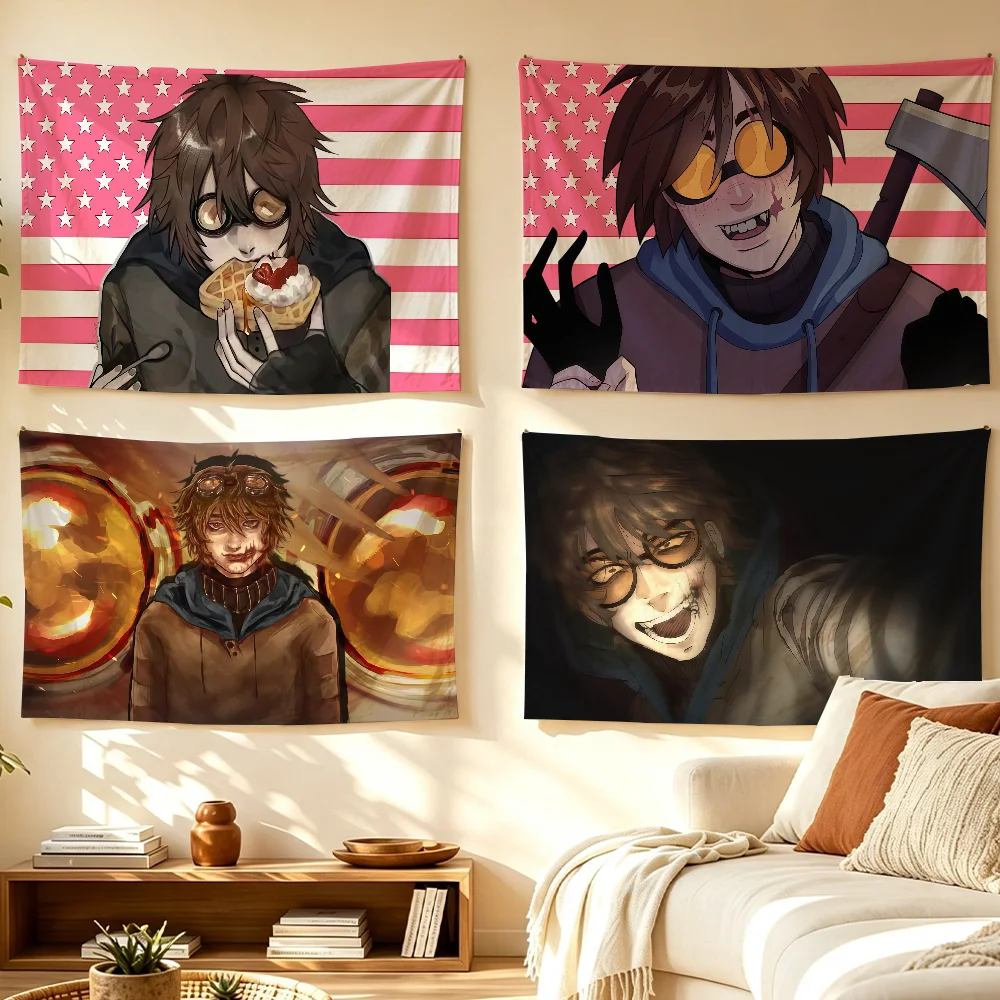 Ticci T-Toby Game Creepypasta flag Room Decoration Wall Tapestry Hanging Aesthetic Bedrooms Advertising Banner