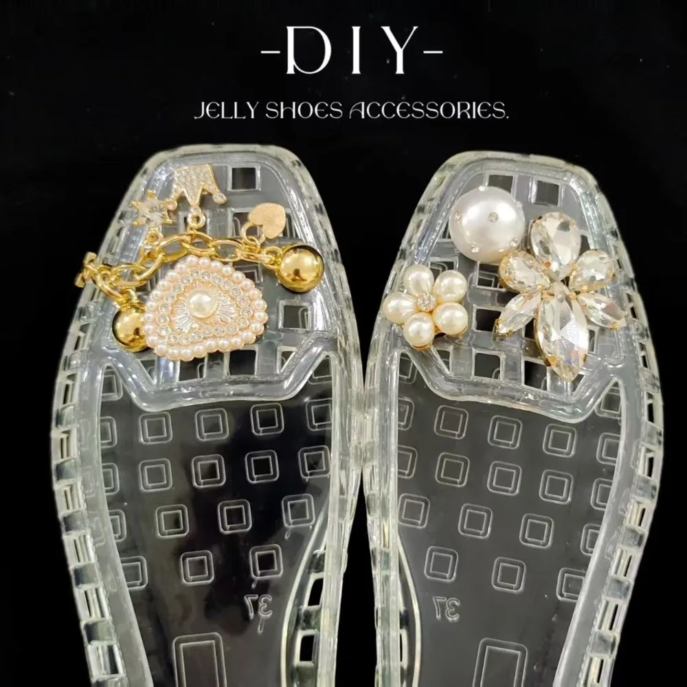 PVC Material Shoe Charms Transparent String Hole Design Shoe Buckle Detachable Seaweed Bead Bead Chain Sandals Decoration