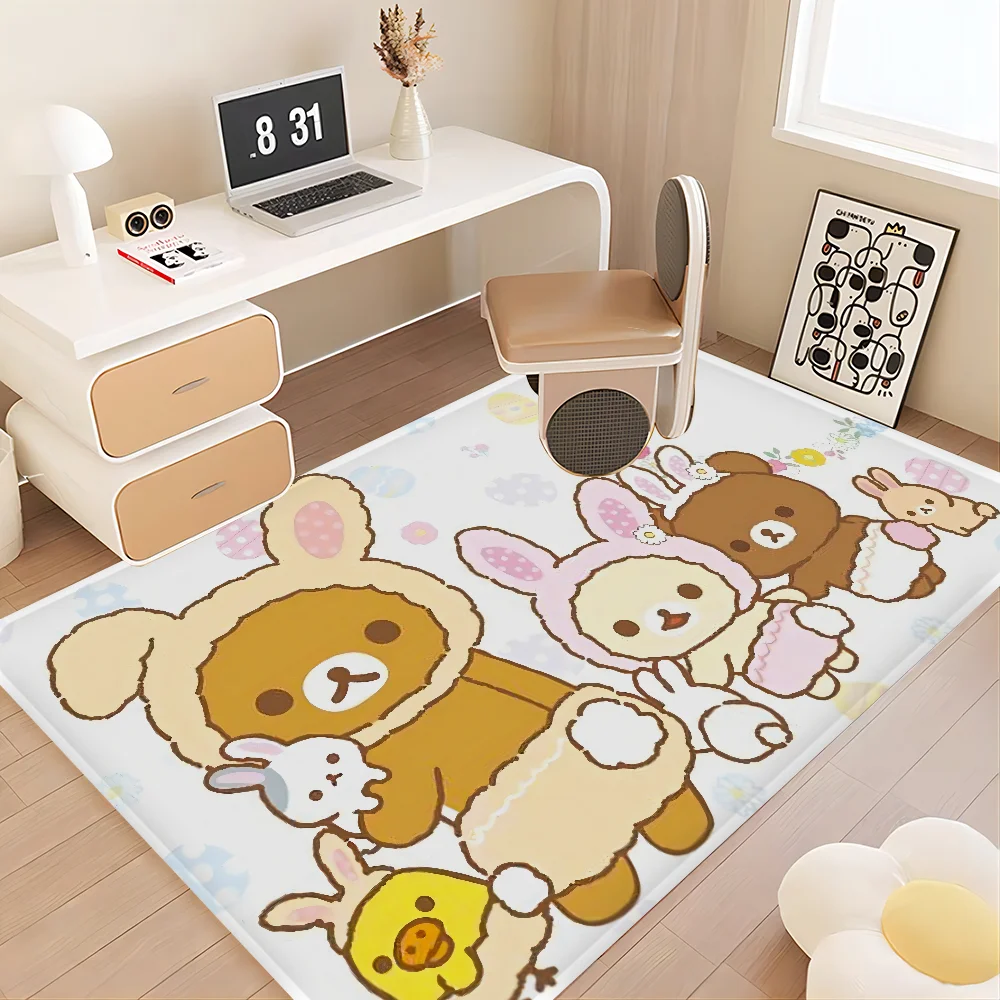 Cute Rilakkuma Floor Mat Floor Mat INS Style Soft Bedroom Floor House Laundry Room Mat Anti-skid Household Carpets