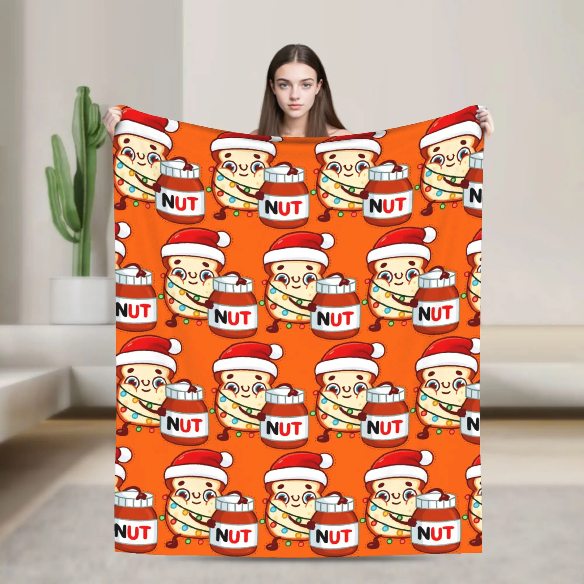 Nutella Brotdecken, hochwertige warme Überwurfdecke, Winter, Mädchen, Jungen, Heimdekoration, flauschige Tagesdecke