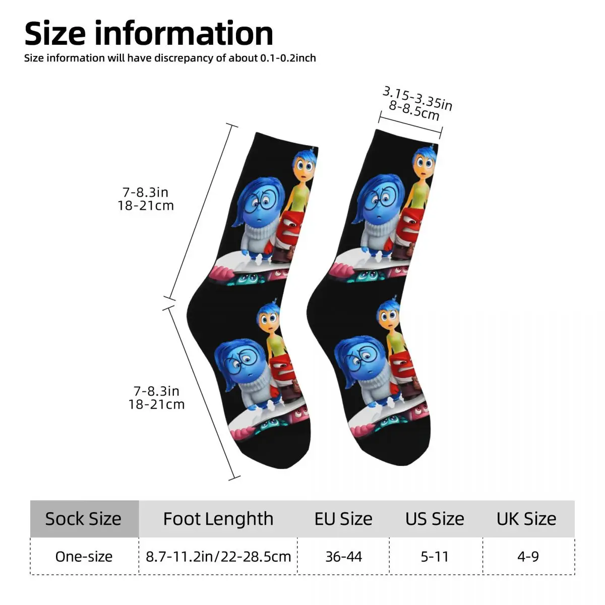 Happy Funny Male Men Socks Harajuku Inside Out 2 Emotional Group Sock Skateboard Women Stockings Spring Summer Autumn Winter